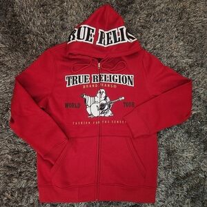 True Religion Red Zip Hoodie New With Tags